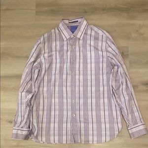 Men's Striped Shirt - Purple and White